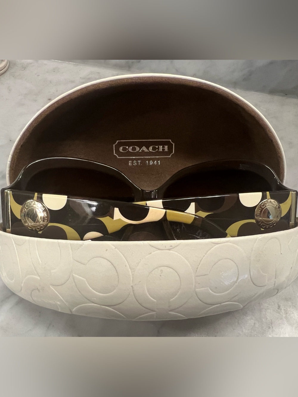 COACH”Arabella”Oversized Round Sunglasses in Brown W/Case&Cleaning Cloth!VGUC! - Picture 3 of 9